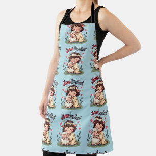 Kawaii Christliches "Jesus liebt dich" Pastell-Des Schürze