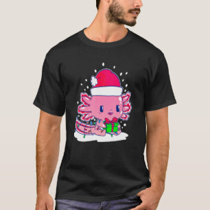Kawaii Christmas Axolotl in Weihnachtsmannmütze mi T-Shirt