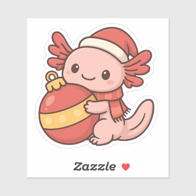 Kawaii Christmas Axolotl Sticker Ornament (Blatt)