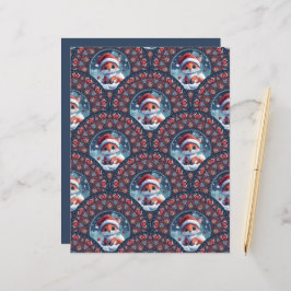 Kawaii Christmas Fox Art Deco Dot Mandala Scallops