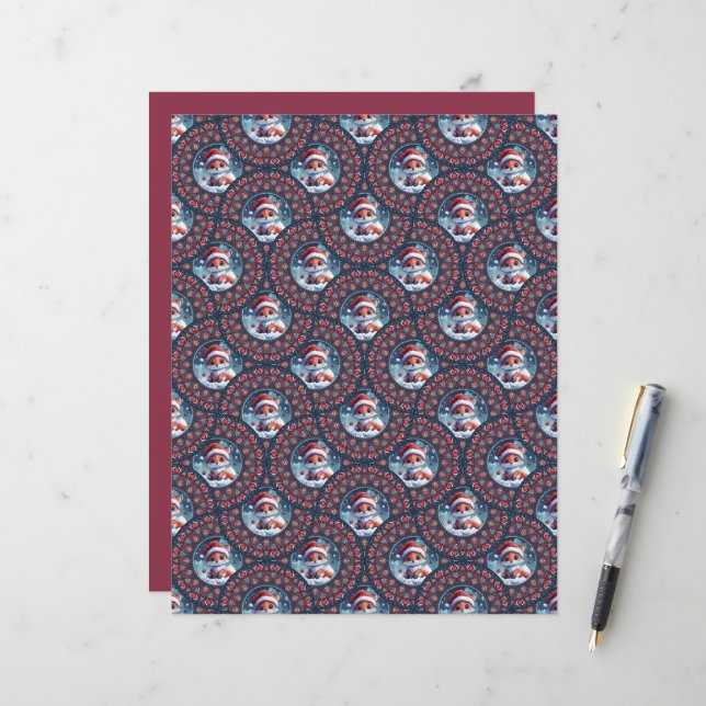 Kawaii Christmas Fox Dot Mandala Deko Fans Paper (Vorderseite/Rückseite Beispiel)