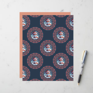 Kawaii Christmas Fox Polka Dot Mandala Scrapbook