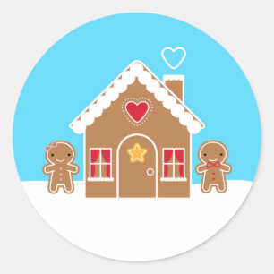 Kawaii Christmas Gingerbread House Runder Aufkleber