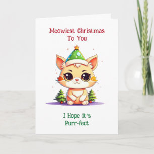 Kawaii Christmas Kitten und glückliches Neues Jahr Karte