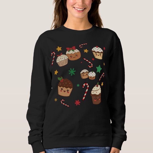 Kawaii Christmas Muffins Sweatshirt (Vorderseite)