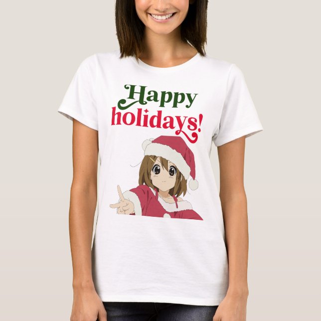 Kawaii Christmas Outfit, Anime Girl T-Shirt (Vorderseite)