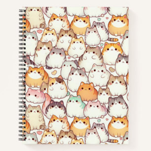Kawaii Chubby Cartoon Katzen mit Herz Notizbuch