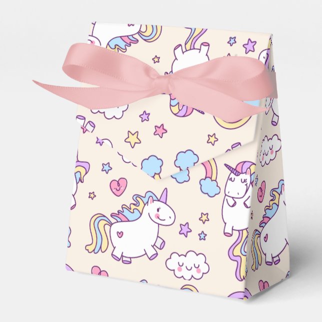 Kawaii chubby fliegend Einhorn Pastellmuster Geschenkschachtel (Vorderseite)