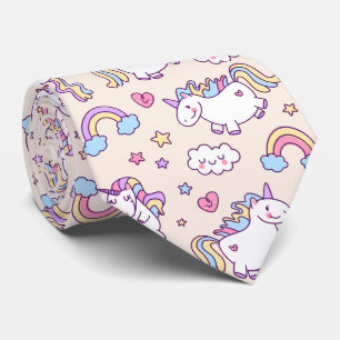 Kawaii chubby fliegend unicorn Regenbogenmuster Krawatte
