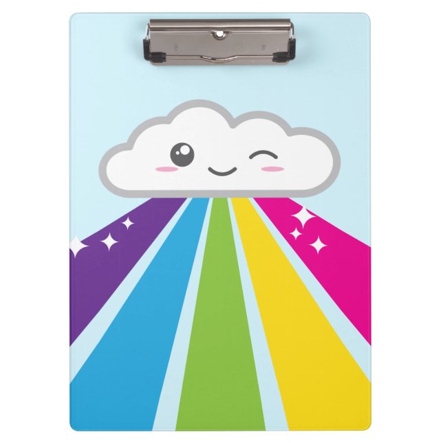 Kawaii Cloud and Rainbow Clip Board Klemmbrett (Vorderseite)