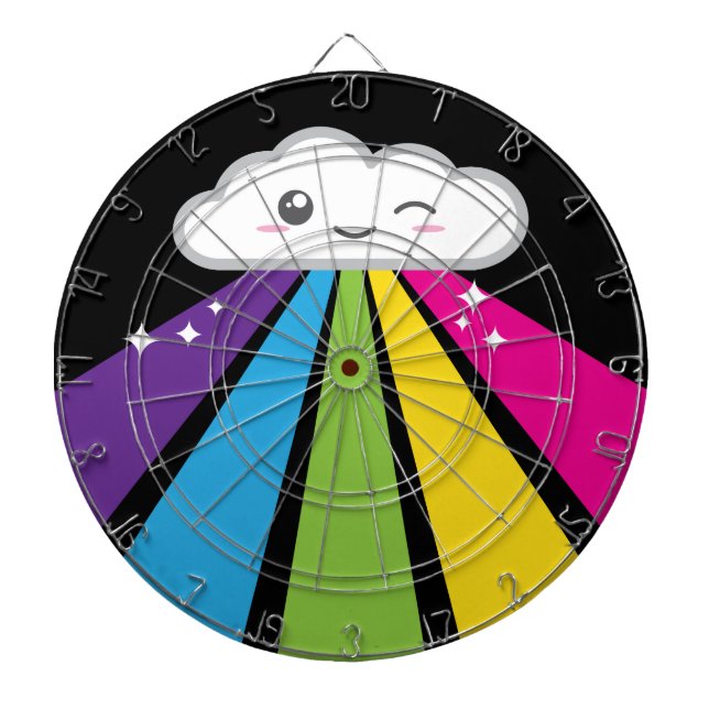 Kawaii Cloud and Rainbow Dart Board Dartscheibe (vorne)
