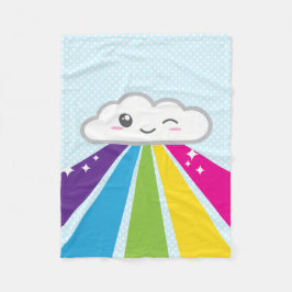 Kawaii Cloud and Rainbow Fleece Blanket