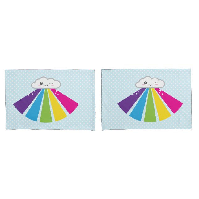 Kawaii Cloud and Rainbow Kissen Case Set Kissenbezug (Vorderseite-Set)