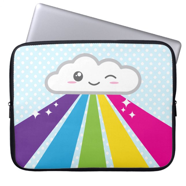 Kawaii Cloud and Rainbow Laptop Sleeve (Vorderseite)