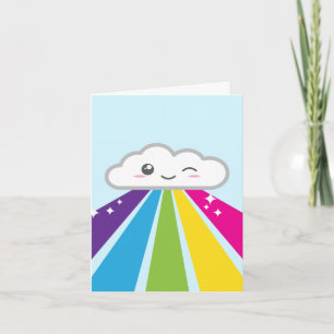 Kawaii Cloud and Rainbow Note Card Karte