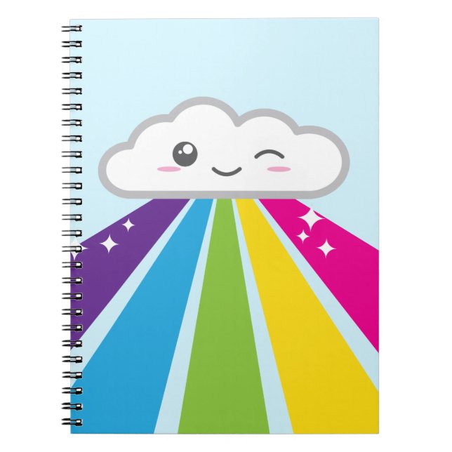 Kawaii Cloud and Rainbow Notebook Notizblock (Vorderseite)