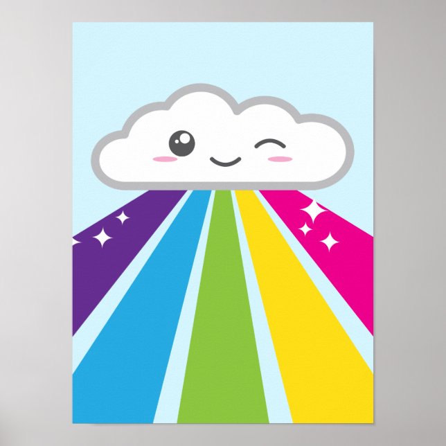 Kawaii Cloud and Rainbow Poster Print (Vorne)