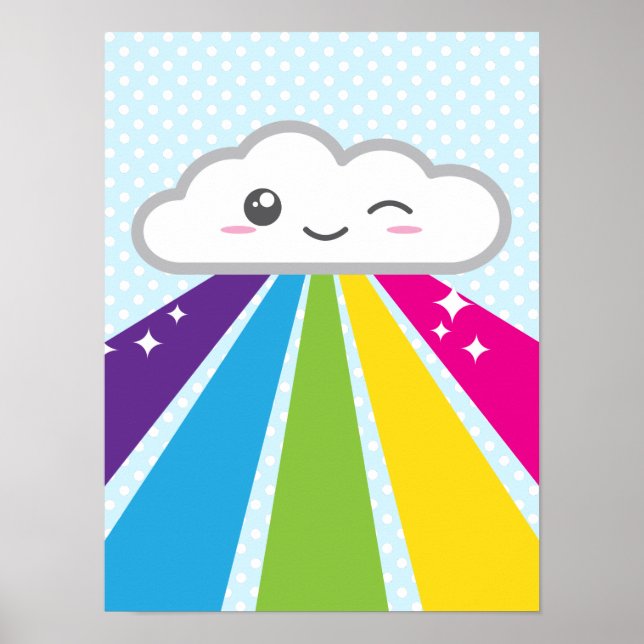 Kawaii Cloud and Rainbow Poster Print (Vorne)