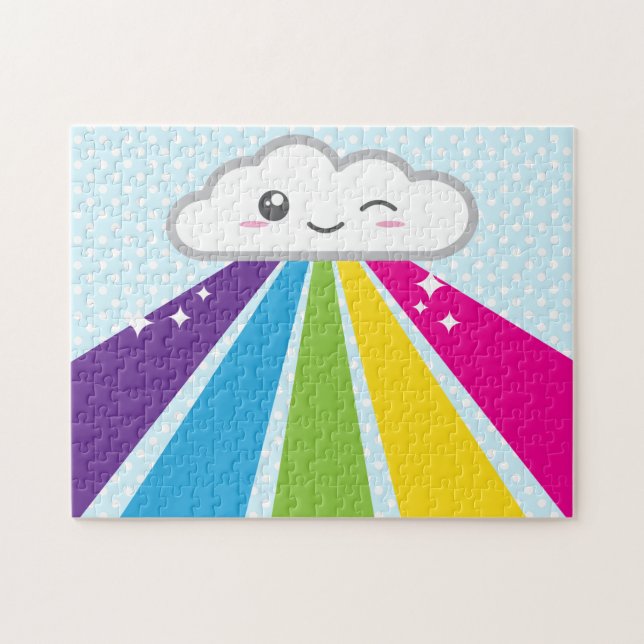 Kawaii Cloud and Rainbow Puzzle (Horizontal)