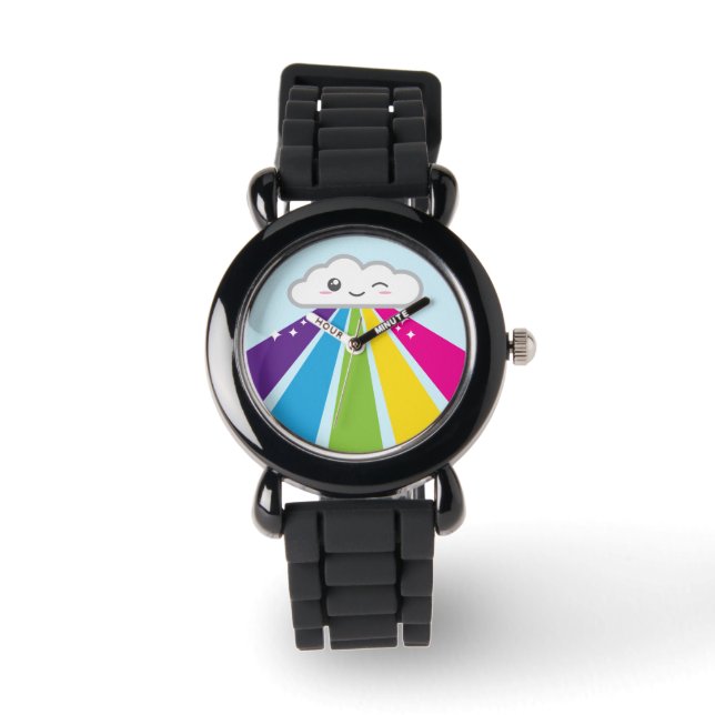 Kawaii Cloud and Rainbow Watch Armbanduhr (Vorderseite)