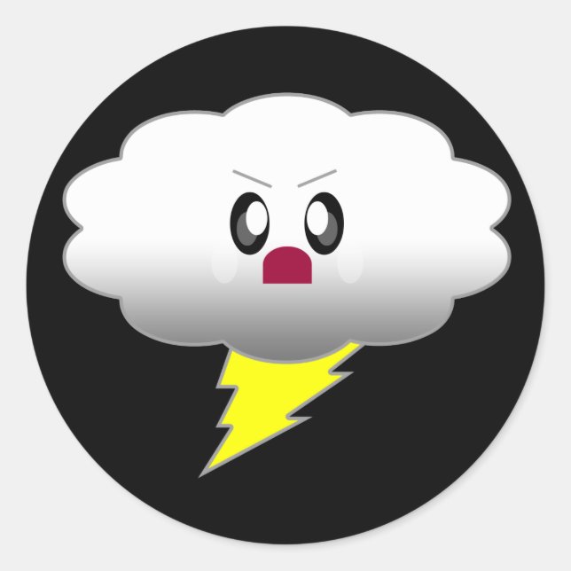KAWAII CLOUD LIGHTNING THUNDER STORM RUNDER AUFKLEBER (Vorderseite)