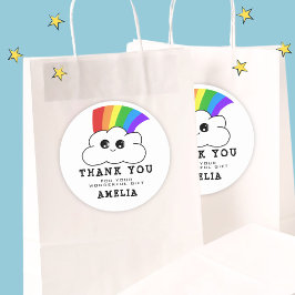 Kawaii Cloud Rainbow Birthday Vielen Dank Runder Aufkleber