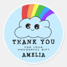 Kawaii Cloud Rainbow Birthday Vielen Dank Runder Aufkleber