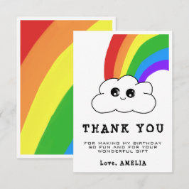 Kawaii Cloud Rainbow Girly Kindergeburtstag Dankeskarte