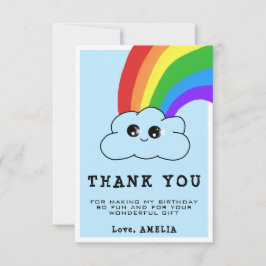 Kawaii Cloud Rainbow Kindergeburtstag Dankeskarte