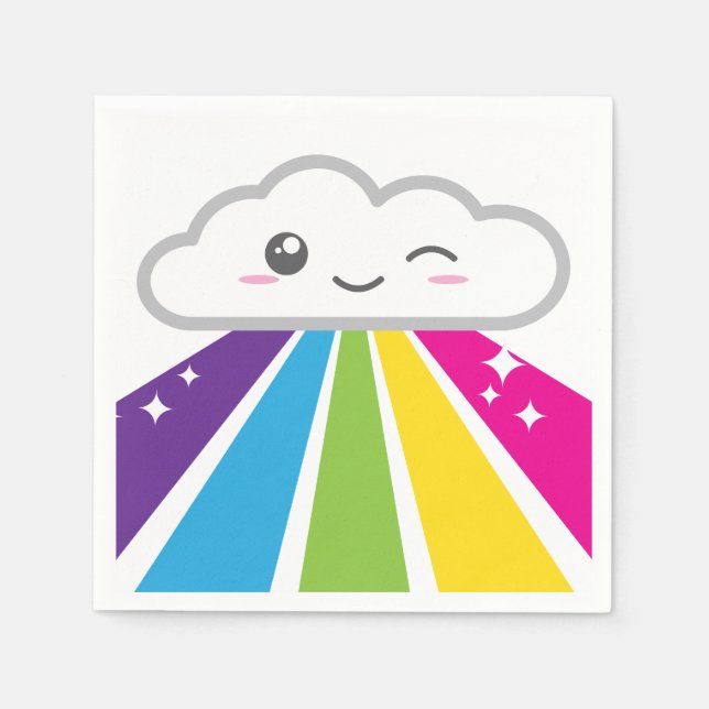 Kawaii Cloud und Rainbow Napkins Serviette (Vorderseite)