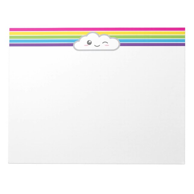 Kawaii Cloud und Rainbow Notepad Notizblock (Vorderseite)