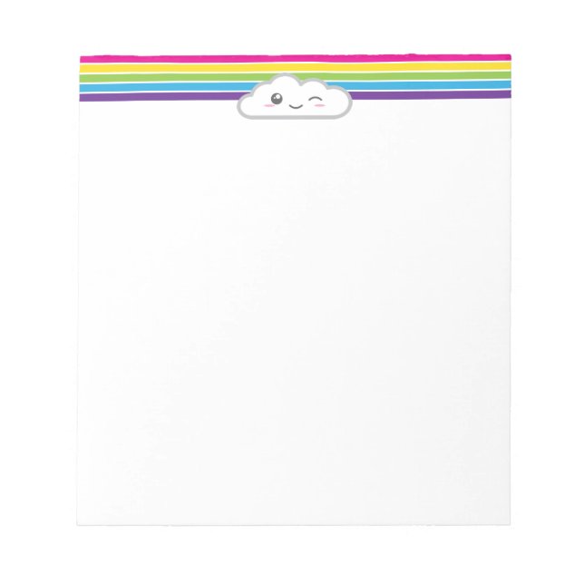 Kawaii Cloud und Rainbow Notepad Notizblock (Vorderseite)
