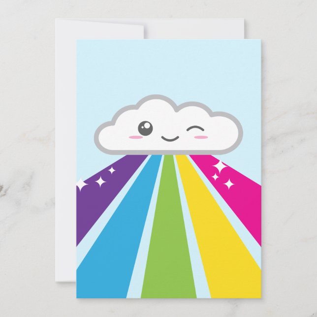 Kawaii Cloud und Rainbow-Party Einladung (Vorderseite)