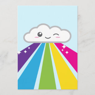 Kawaii Cloud und Rainbow-Party Einladung
