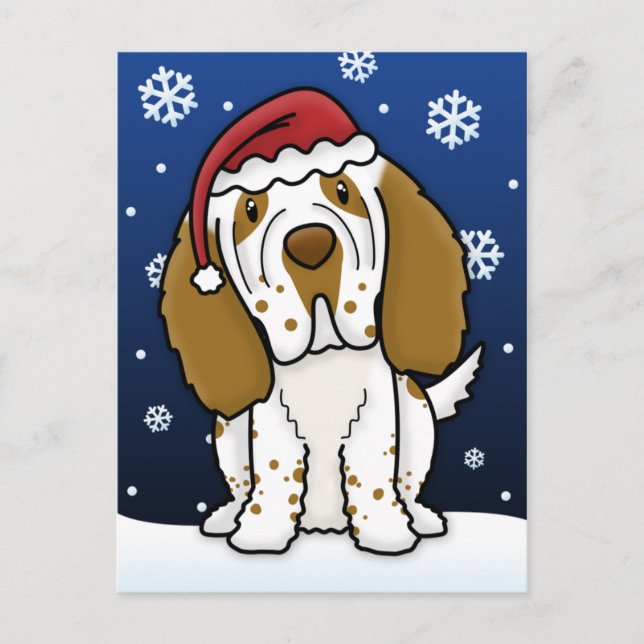 Kawaii Clumber Spaniel Weihnachtspostcard Feiertagspostkarte (Vorderseite)