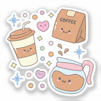 Kawaii coffee aufkleber