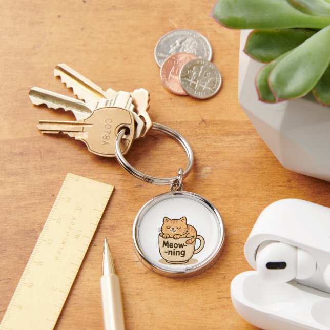 Kawaii Coffee Cat Keychain Schlüsselanhänger (Schreibtisch)