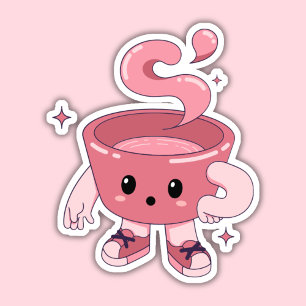 Kawaii Coffee Cup, Niedlicher Teecup Aufkleber