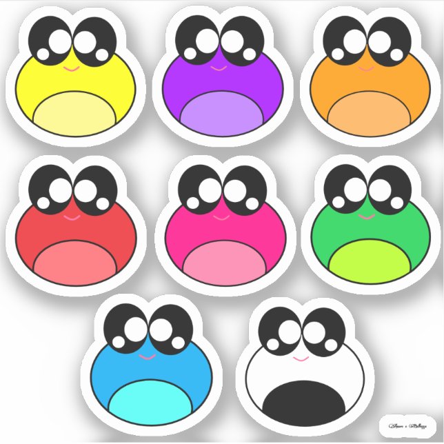 Kawaii Colorful Frogs Aufkleber (Vorderseite)