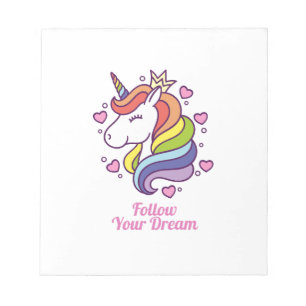 Kawaii Colorful Rainbow Unicorn Dreams Notizblock