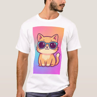 Kawaii Cool Cat Sonnenbrille Männer T - Shirt