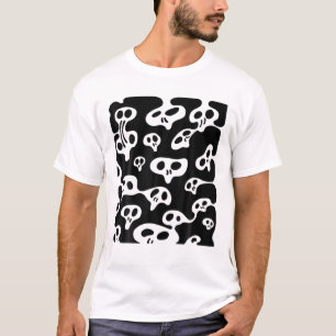 Kawaii Cool Ghoful Skulls Muster Nu Goth Skeleto T-Shirt