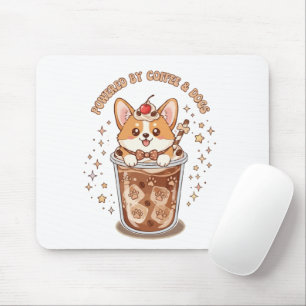 Kawaii Corgi, angetrieben von Kaffee und Hunden Mousepad