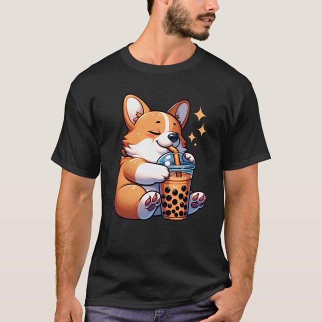 Kawaii Corgi Drink Bubble Teatro Sociale Bellinzon T-Shirt (Vorderseite)