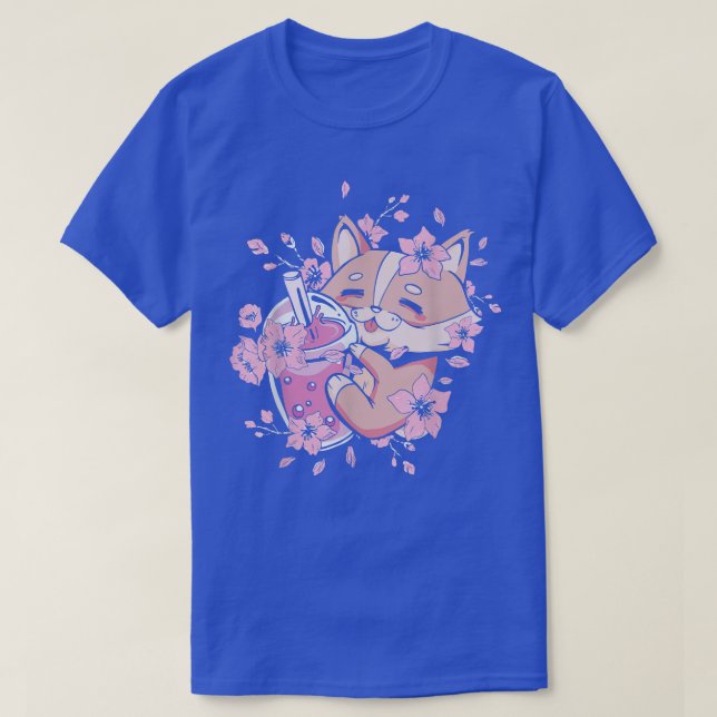 Kawaii Corgi mit Bubble Tee und Boba Tee und Saku (Design vorne)