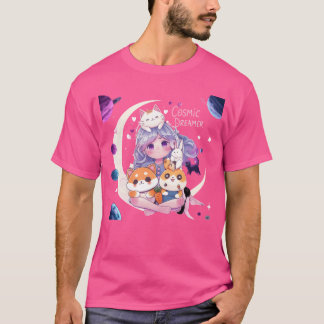 Kawaii Cosmic Dreamer Niedlich Moon Animal Friends T-Shirt