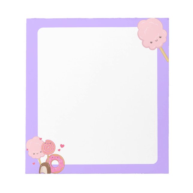 Kawaii Cotton Candy Notepad Notizblock (Vorderseite)