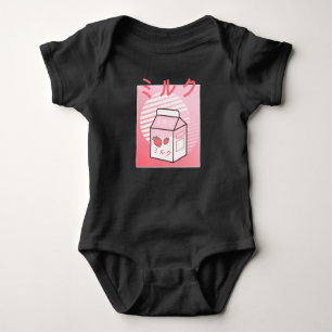 Kawaii Cow Retro Japanisch Erdbeere Milkshake Baby Strampler