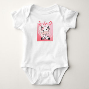 Kawaii Cow Retro Japanisch Erdbeere Milkshake Baby Strampler