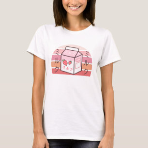 Kawaii Cow Retro Japanisch Erdbeere Milkshake T-Shirt